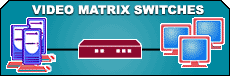 Video Matrix Switch - Switch many computers' outputs among multiple monitors. New feature included with universal video matrix switch, matrix control software with graphical user interface (gui control)